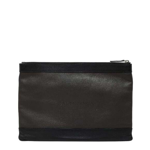 Balenciaga Navy Clip M Clutch Bag/Second Bag 373834 Black Leather Men's BALEN...